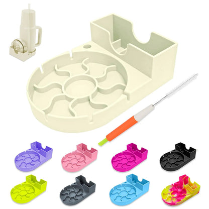 SISAYWEY Soporte Secador de Vasos para Copa Stanley, Secador de Biberones Portátil de Viaje, Soporte de Secado de Tumbler de Silicona Suave para Stanley con Cepillo para Pajillas - Catch Cards