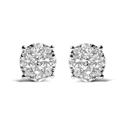 14K White Gold 2.00 Cttw Lab Grown Diamond Cluster Stud Earrings (G-H Color, VS1-VS2 Clarity) WEM Support (www.WEM.support)