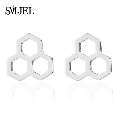 Triple Honeycomb Stud Earrings WEM Support (www.WEM.support)