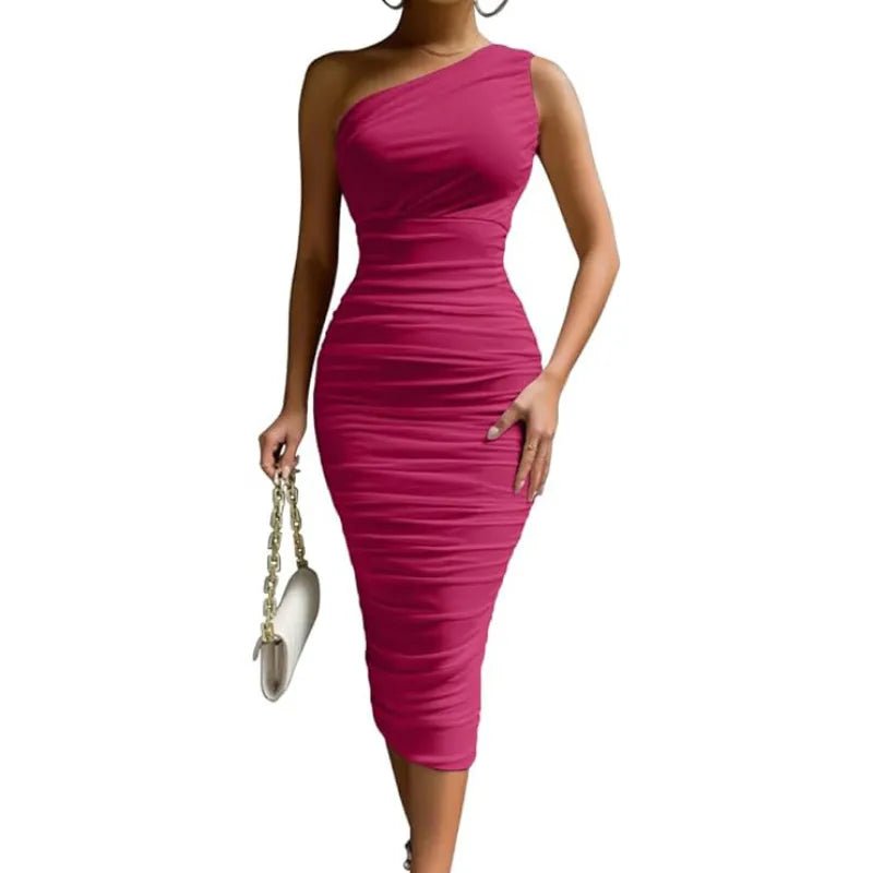 Slim - Fit One Shoulder Dress - Catch Cards