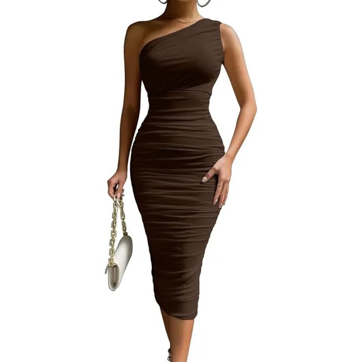 Slim - Fit One Shoulder Dress - Catch Cards