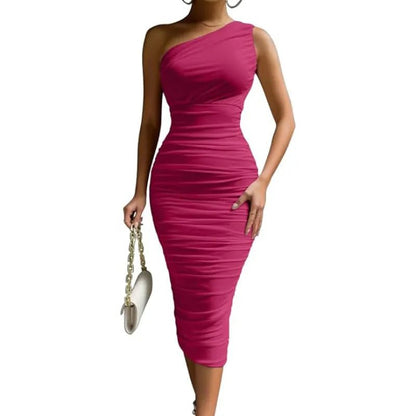 Slim - Fit One Shoulder Dress - Catch Cards