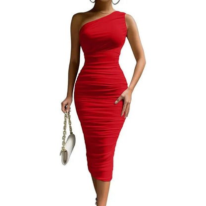Slim - Fit One Shoulder Dress - Catch Cards