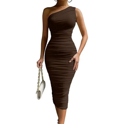 Slim - Fit One Shoulder Dress - Catch Cards