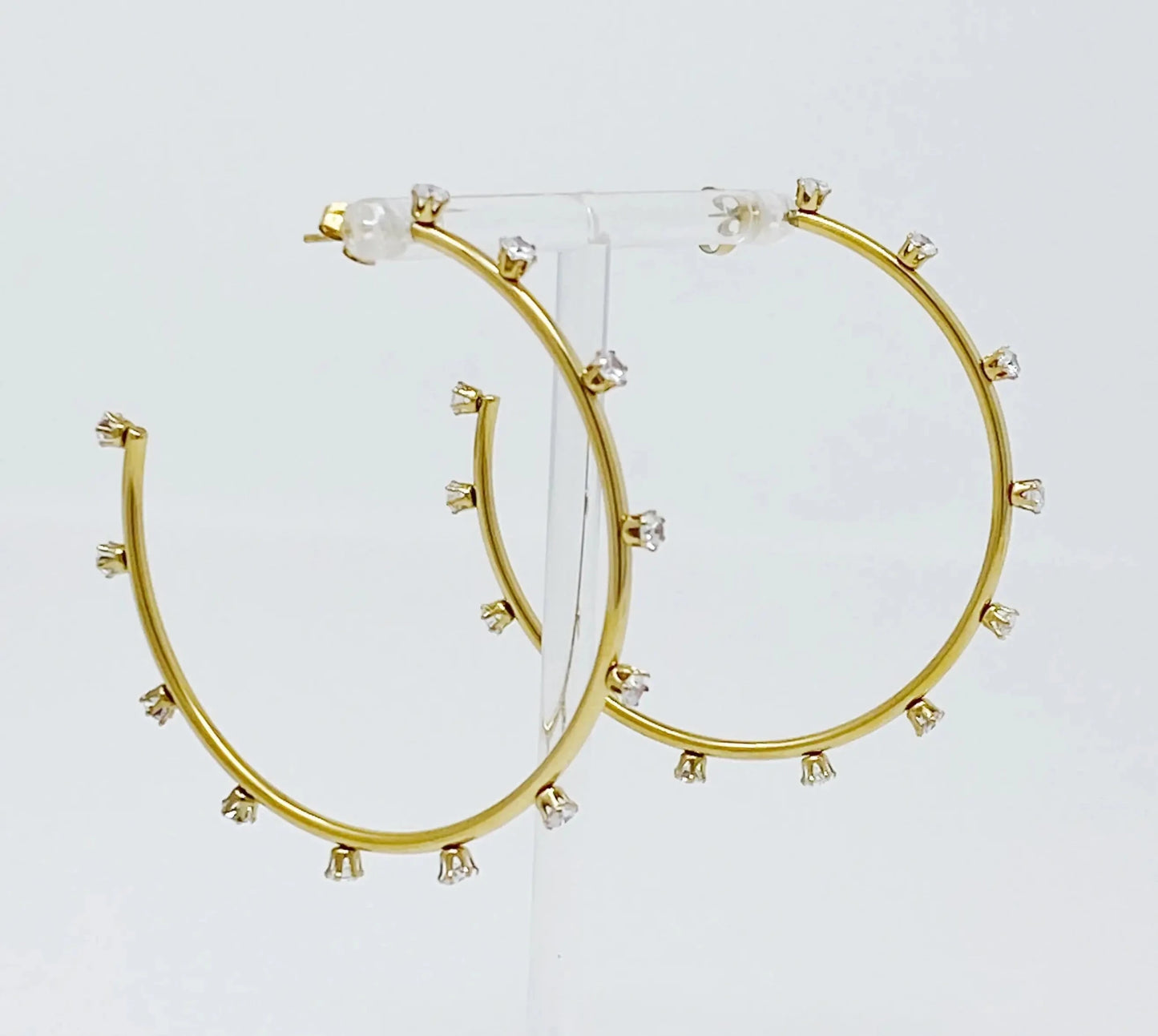 Slim & Jeweled Hoop Earrings - Catch Cards