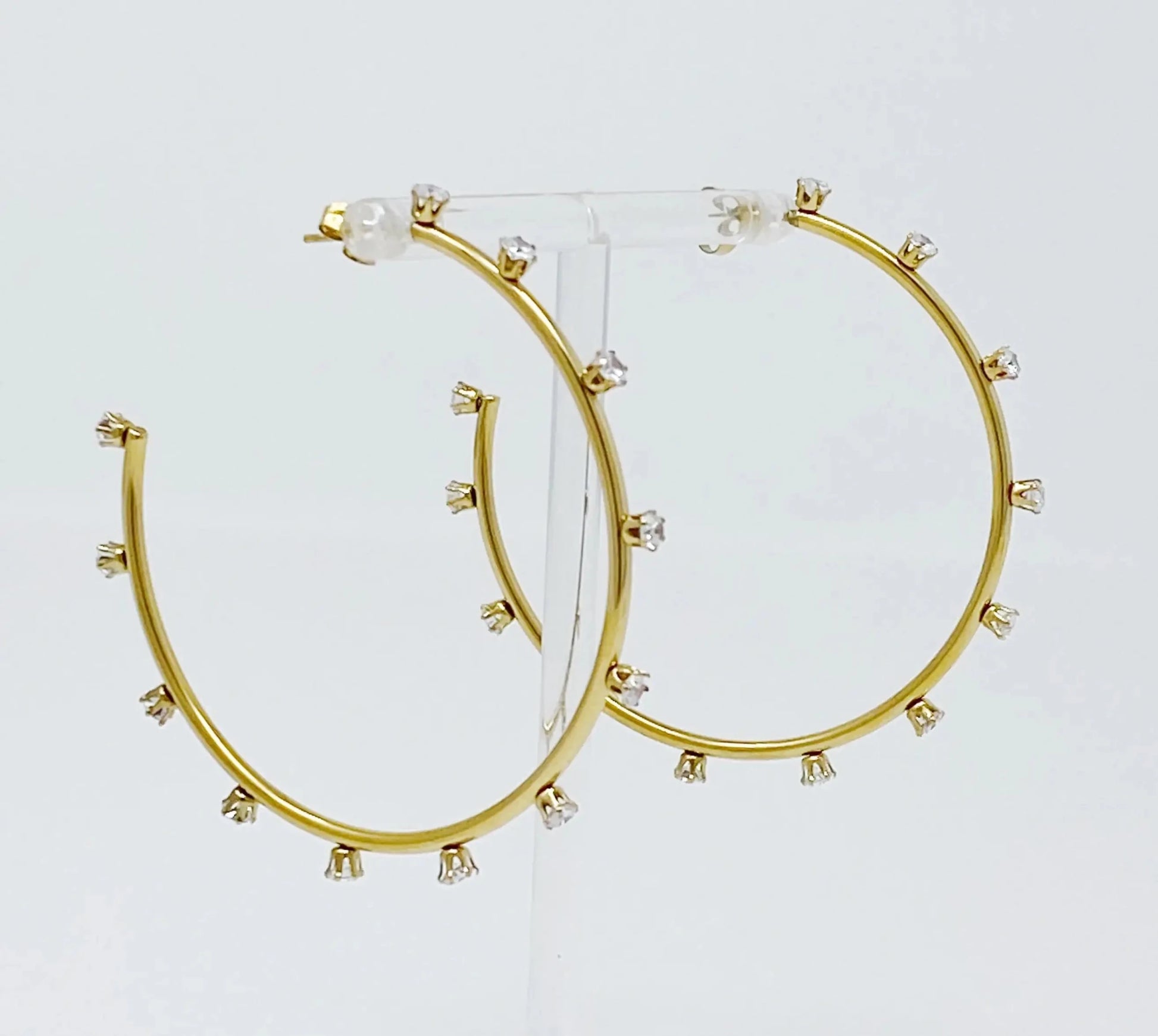 Slim & Jeweled Hoop Earrings - Catch Cards