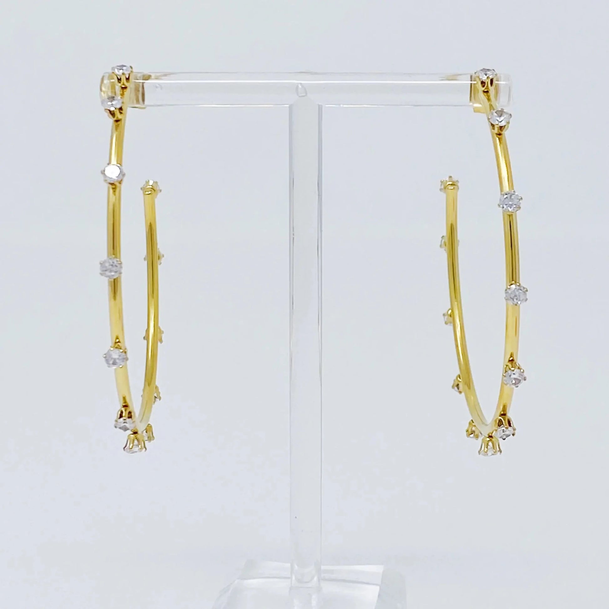 Slim & Jeweled Hoop Earrings - Catch Cards