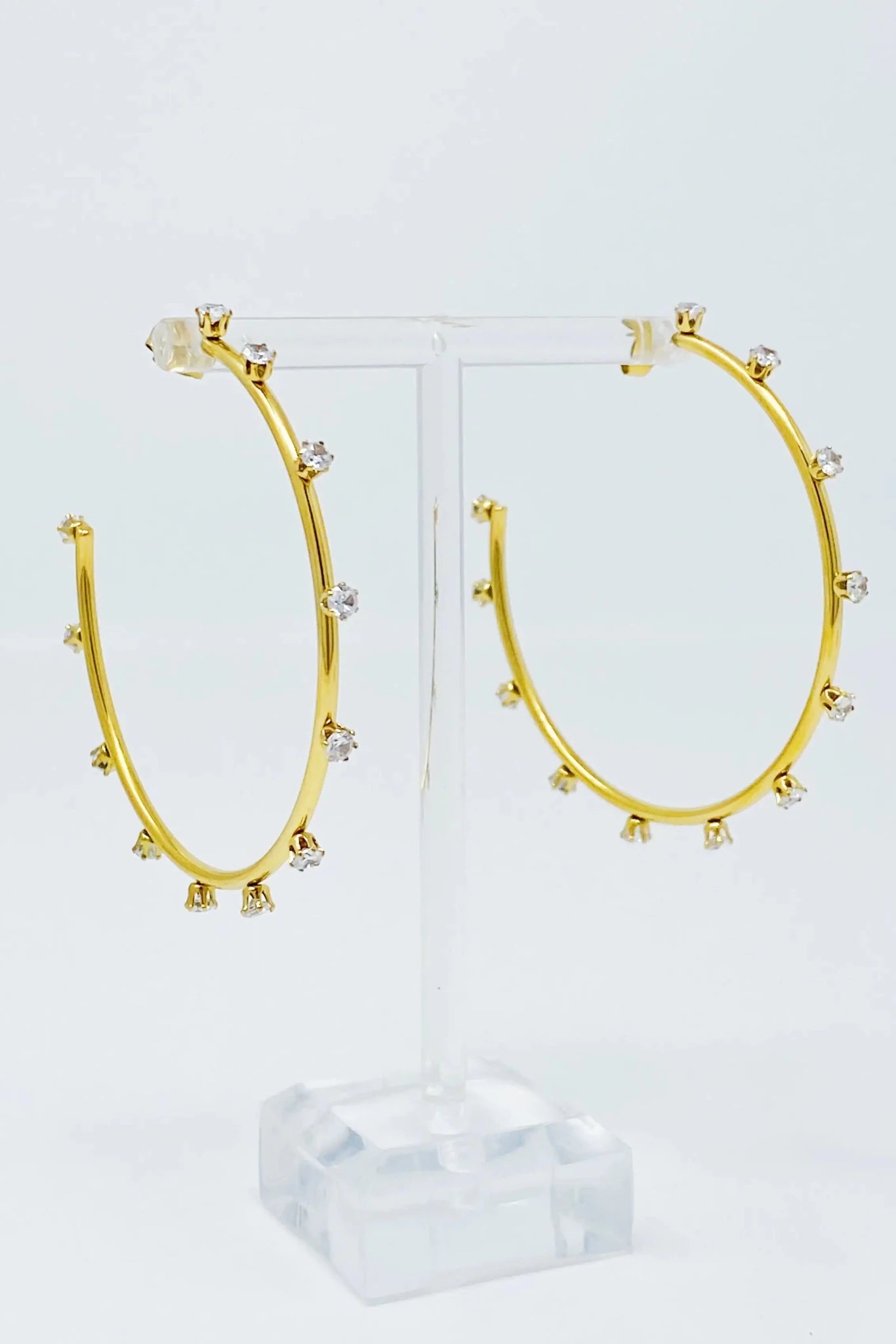 Slim & Jeweled Hoop Earrings - Catch Cards