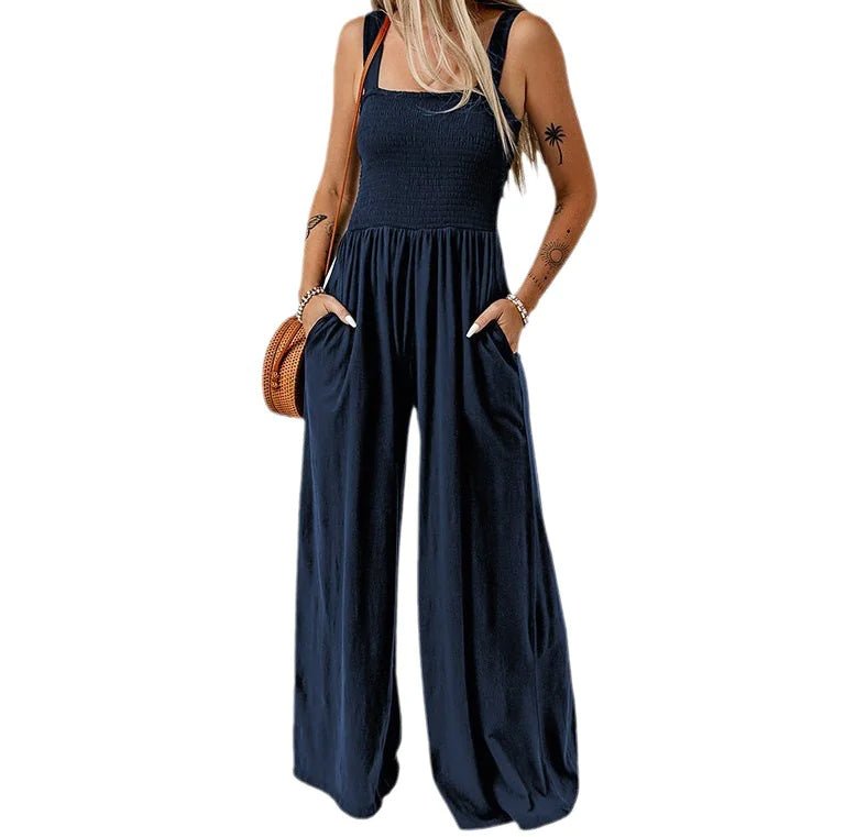 Smocked Square Wide - Leg Jumpsuit - Catch Cards