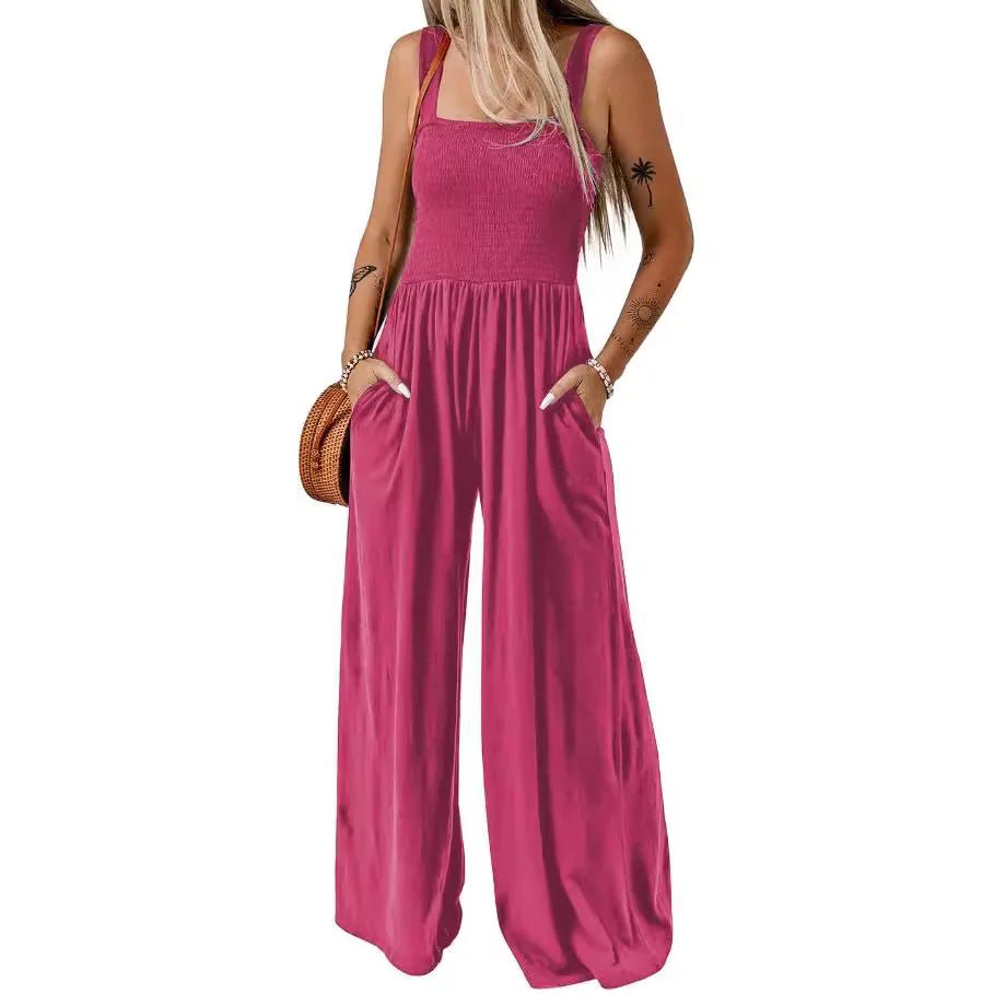 Smocked Square Wide - Leg Jumpsuit - Catch Cards