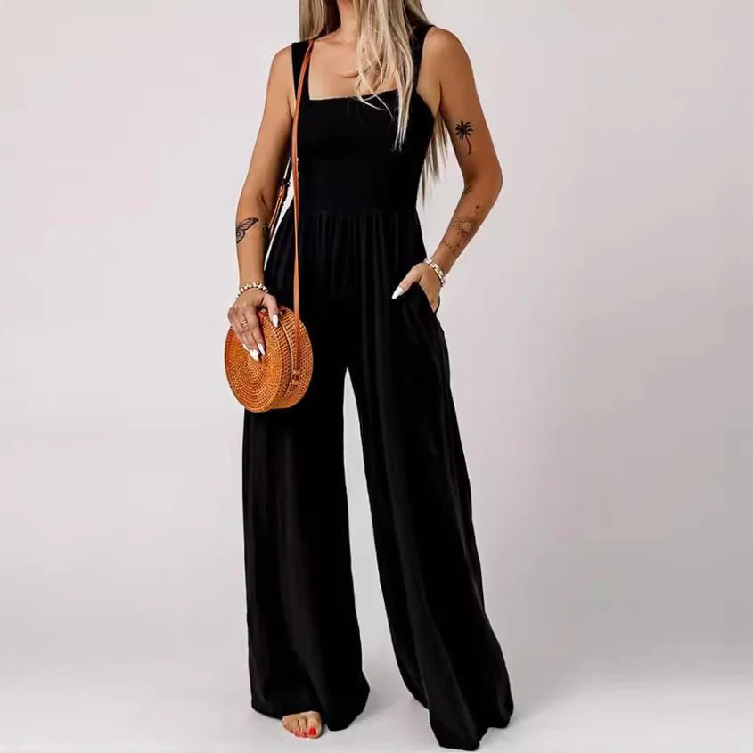 Smocked Square Wide - Leg Jumpsuit - Catch Cards