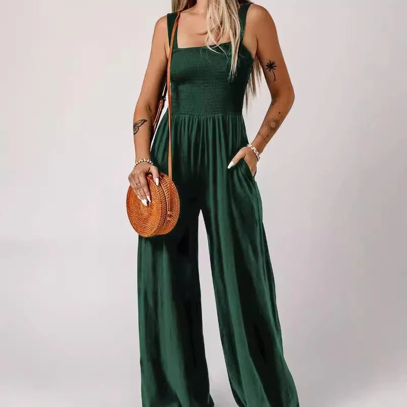 Smocked Square Wide - Leg Jumpsuit - Catch Cards