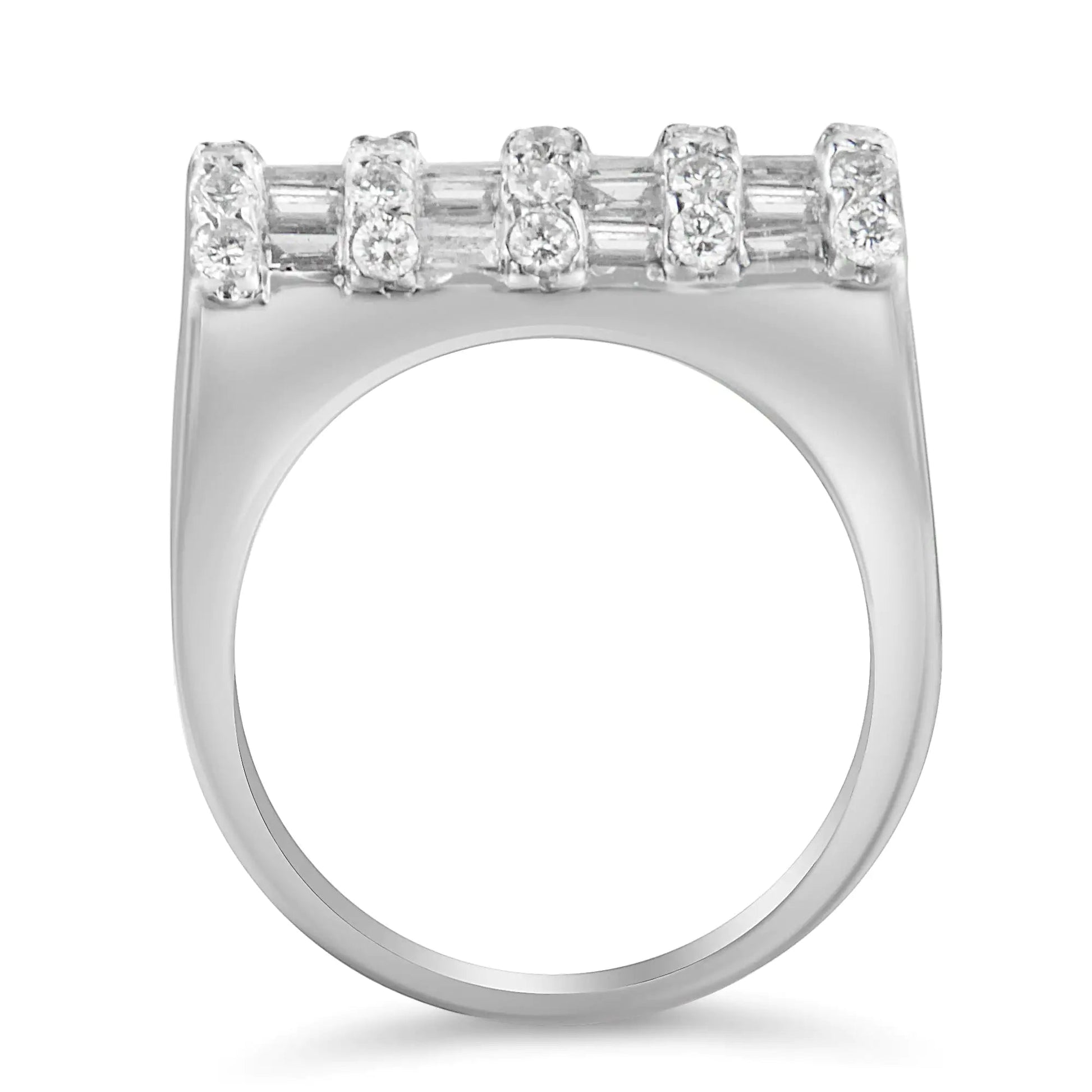 14K White Gold 1 7/8ct TDW Round and Baguette-cut Diamond Ring (G-H, SI2-I1) WEM Support (www.WEM.support)