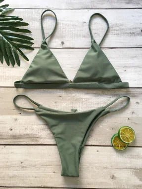 Solid Color Triangle Bikini - Catch Cards