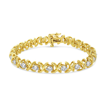 14K Yellow Gold 4.0 Cttw "X"-Link Round-Cut Diamond Bracelet (I-J Color, SI2-I1 Clarity) - Size 7.25 WEM Support (www.WEM.support)