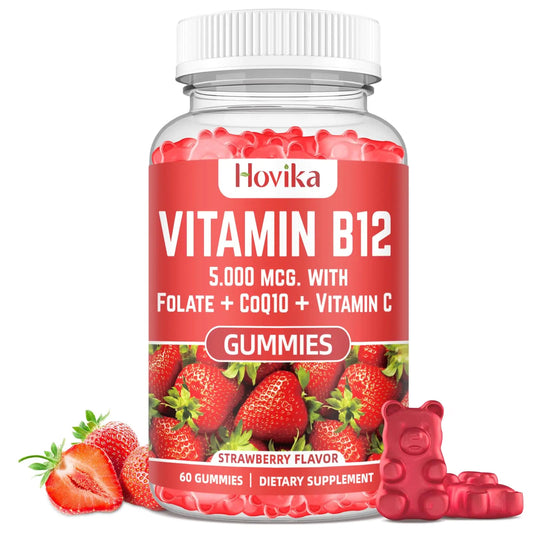 SPANISH / ENGLISH: Vitamin B12 Complex 5000 mcg Methyl B12, Adenosyl B12 & Hydroxy B12 con Coenzima Q10, Folato, Vitamina C Gomitas de Alta Absorción - Masticables B12 para Apoyo Energético y Salud Ósea - 60 Unidades // B12 COMPLEX - Catch Cards