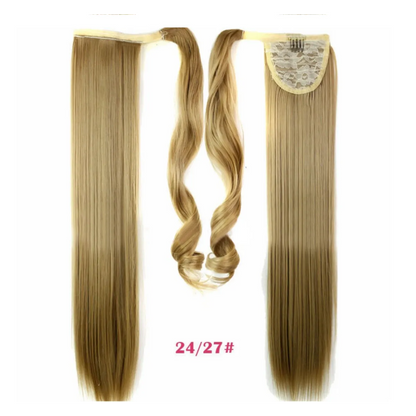 Synthetic Long Straight Wrap Around Hair Extension WEM Support (www.WEM.support)