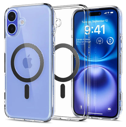 Spigen Ultra Hybrid MagFit Designed for iPhone 16 Pro Case [Anti - Yellowing] [Military - Grade Protection] Compatible with MagSafe - Carbon Fiber - Catch Cards