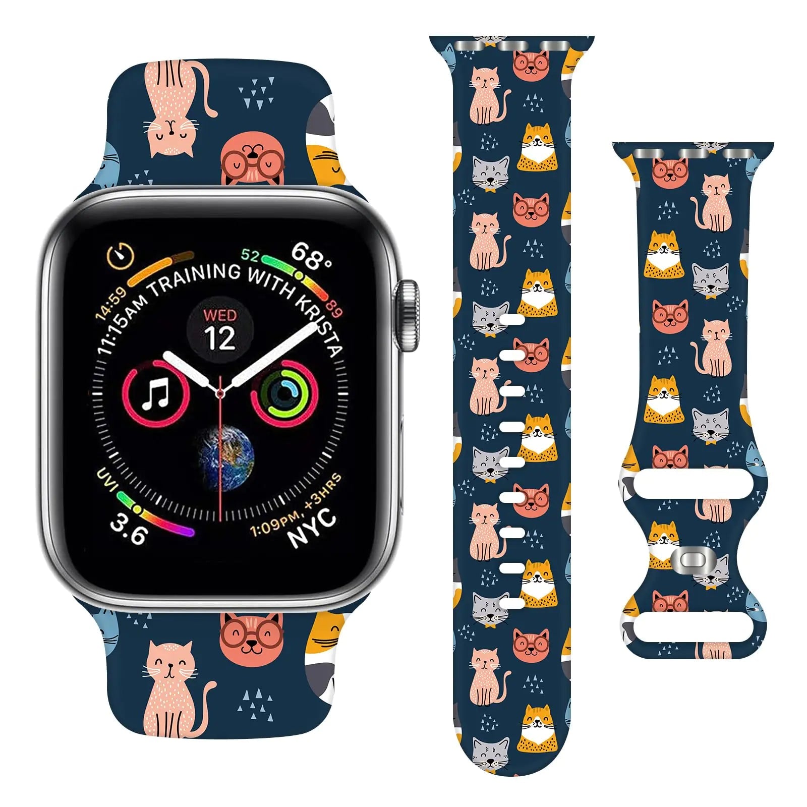 Sport Strap Compatible with Apple Watch Band 38mm 40mm 41mm 42mm 44mm 45mm 46mm 49mm Men Women,Adjustable Soft Silicone Wristbands for iWatch Ultra Series 10 9 8 7 6 5 4 3 2 1 SE - Catch Cards