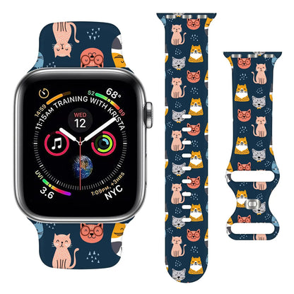 Sport Strap Compatible with Apple Watch Band 38mm 40mm 41mm 42mm 44mm 45mm 46mm 49mm Men Women,Adjustable Soft Silicone Wristbands for iWatch Ultra Series 10 9 8 7 6 5 4 3 2 1 SE - Catch Cards