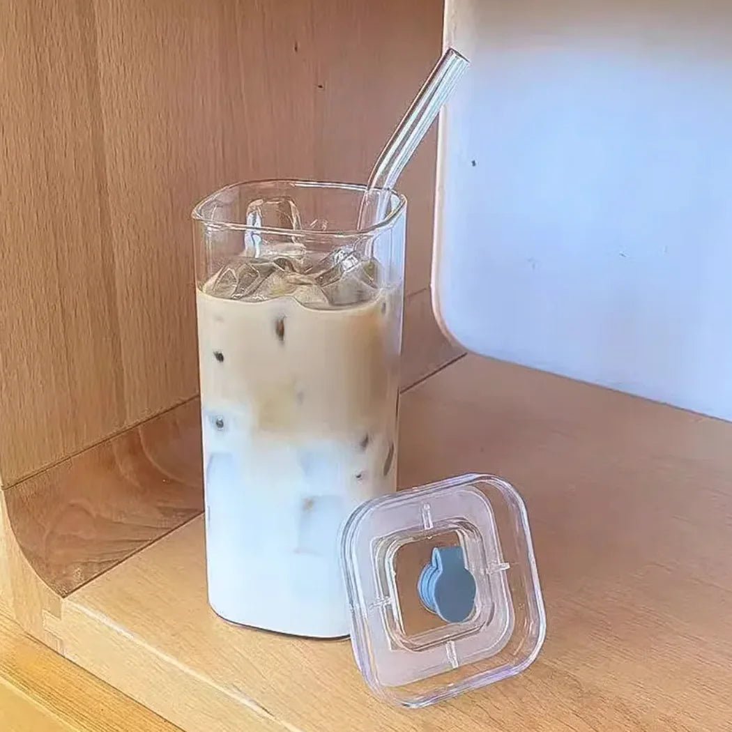Square Transparent Coffee Cup with Lid - Catch Cards