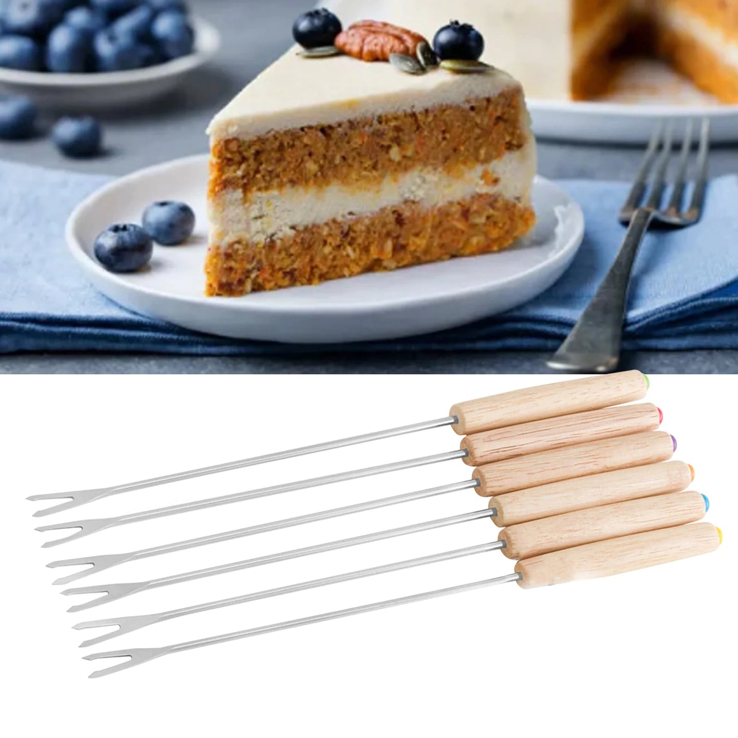 Stainless Steel Fondue Forks - Catch Cards