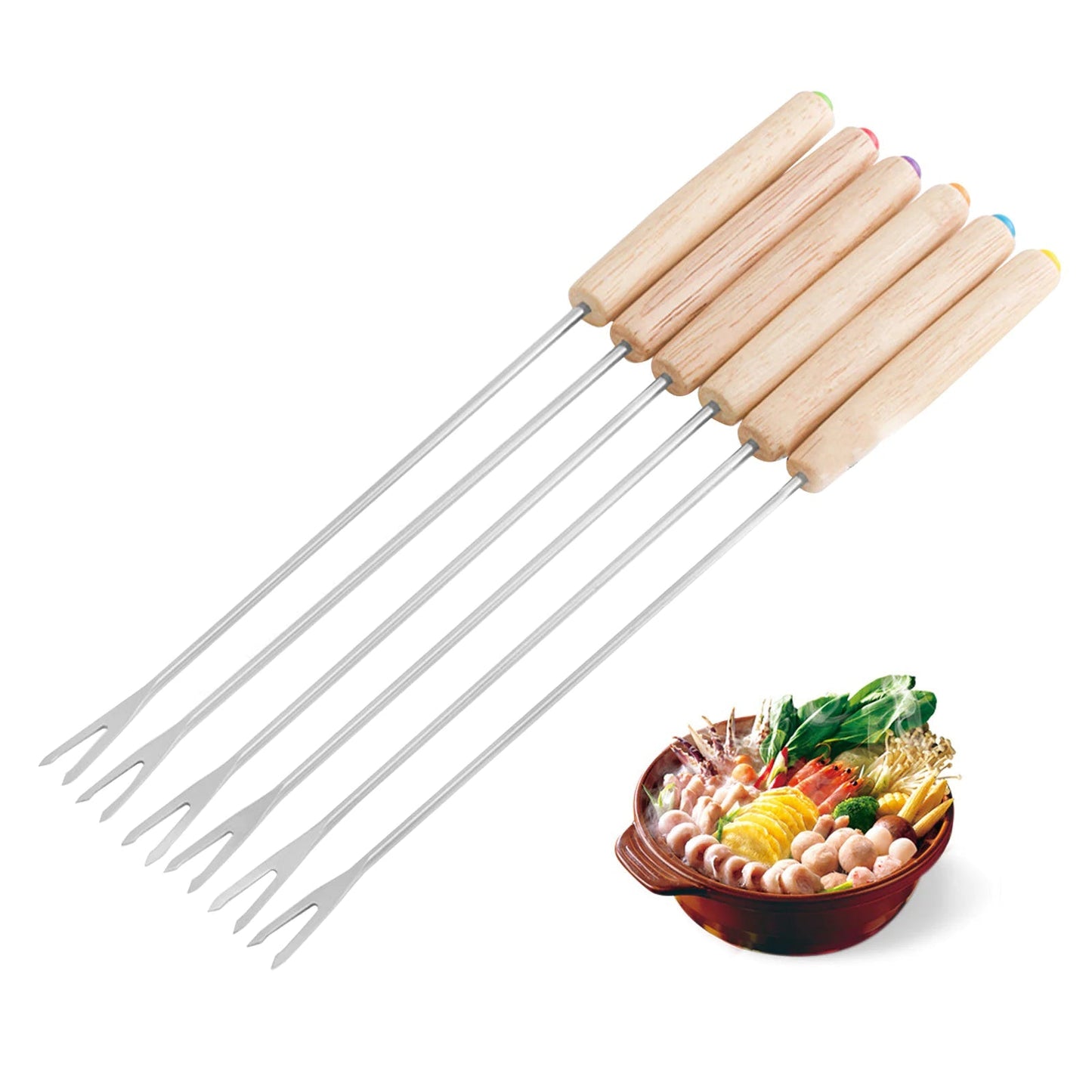Stainless Steel Fondue Forks - Catch Cards