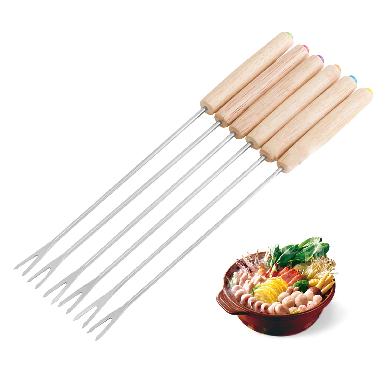 Stainless Steel Fondue Forks - Catch Cards