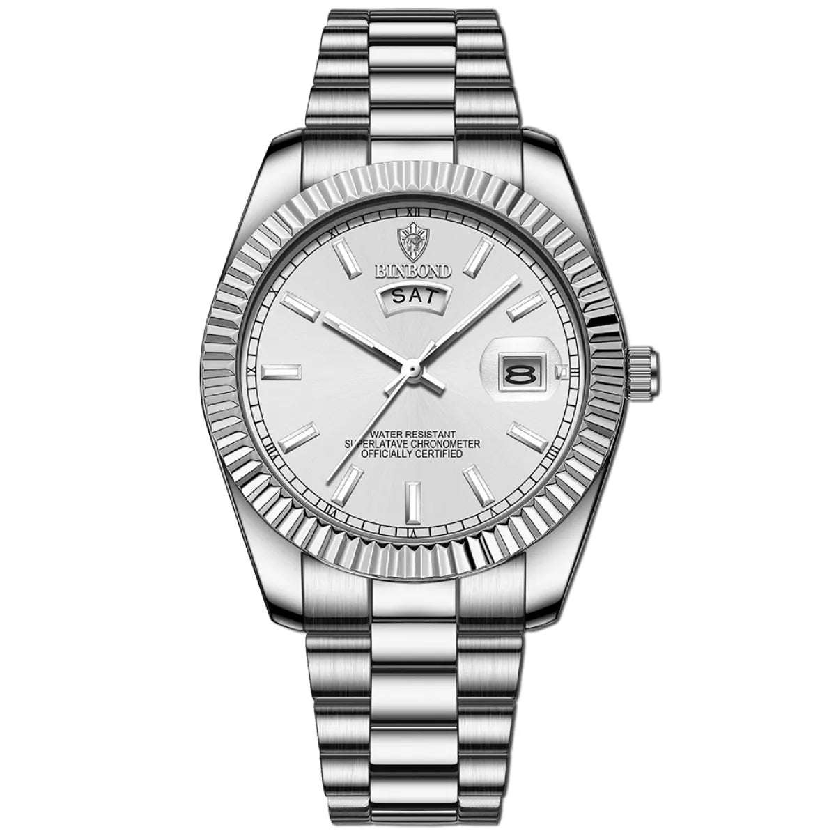 Steel Belt Waterproof Double Calendar Luminous Watch - Catch Cards