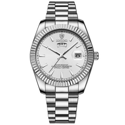 Steel Belt Waterproof Double Calendar Luminous Watch - Catch Cards