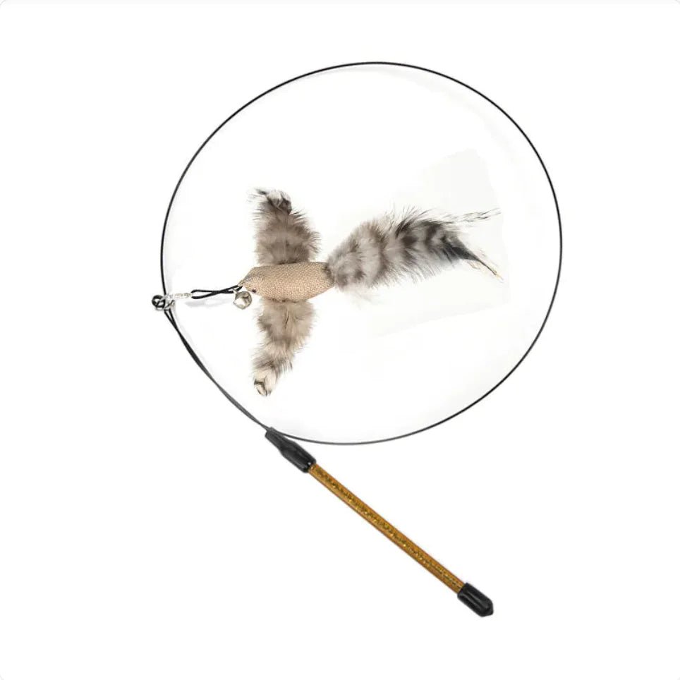 Steel Wire Feather Cat Teaser Wand - Catch Cards