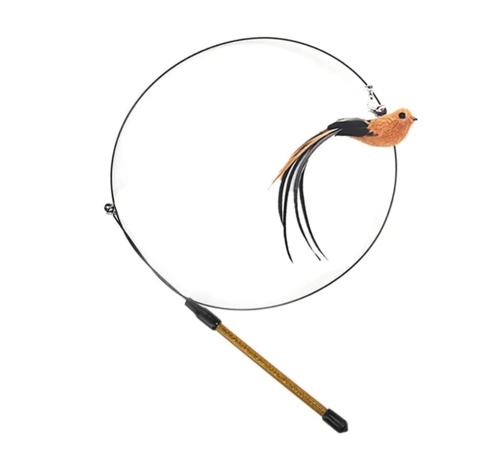 Steel Wire Feather Cat Teaser Wand - Catch Cards