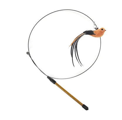 Steel Wire Feather Cat Teaser Wand - Catch Cards