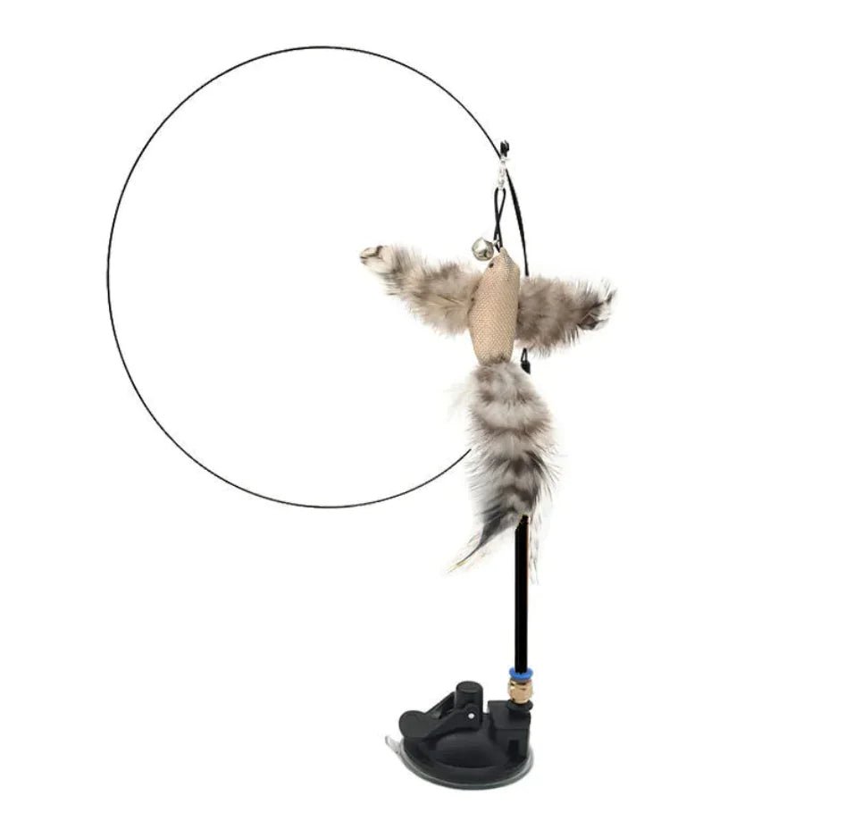 Steel Wire Feather Cat Teaser Wand - Catch Cards