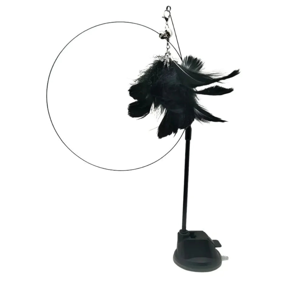 Steel Wire Feather Cat Teaser Wand - Catch Cards