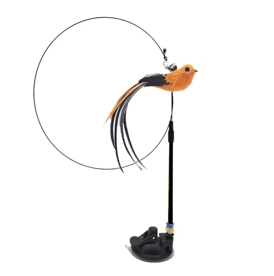 Steel Wire Feather Cat Teaser Wand - Catch Cards