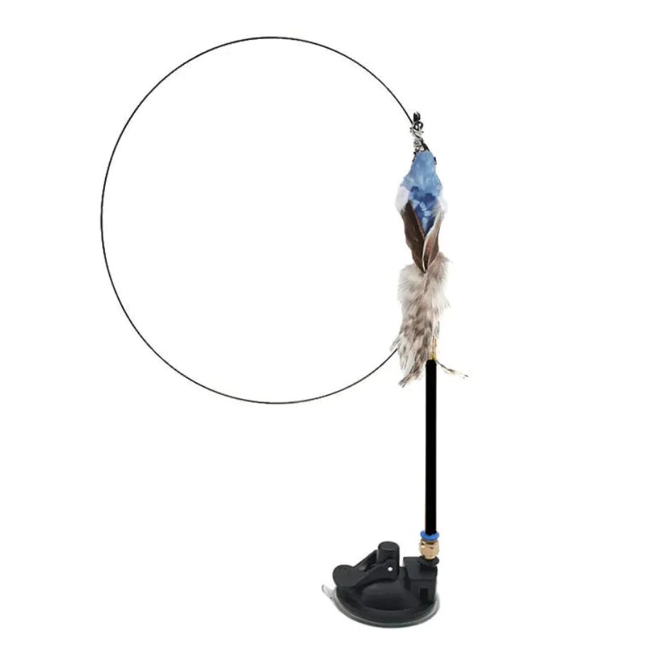 Steel Wire Feather Cat Teaser Wand - Catch Cards