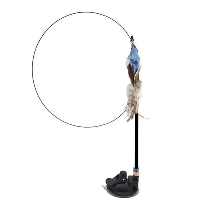 Steel Wire Feather Cat Teaser Wand - Catch Cards