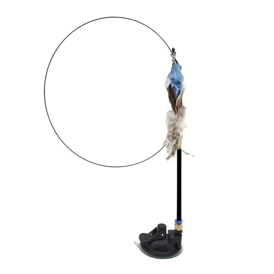 Steel Wire Feather Cat Teaser Wand - Catch Cards