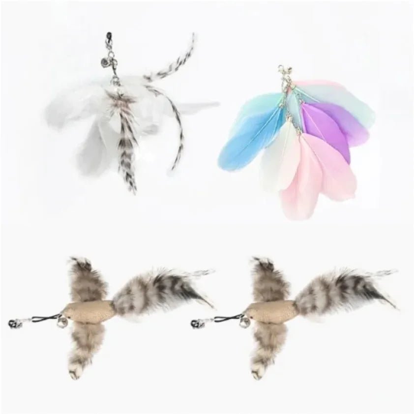 Steel Wire Feather Cat Teaser Wand - Catch Cards