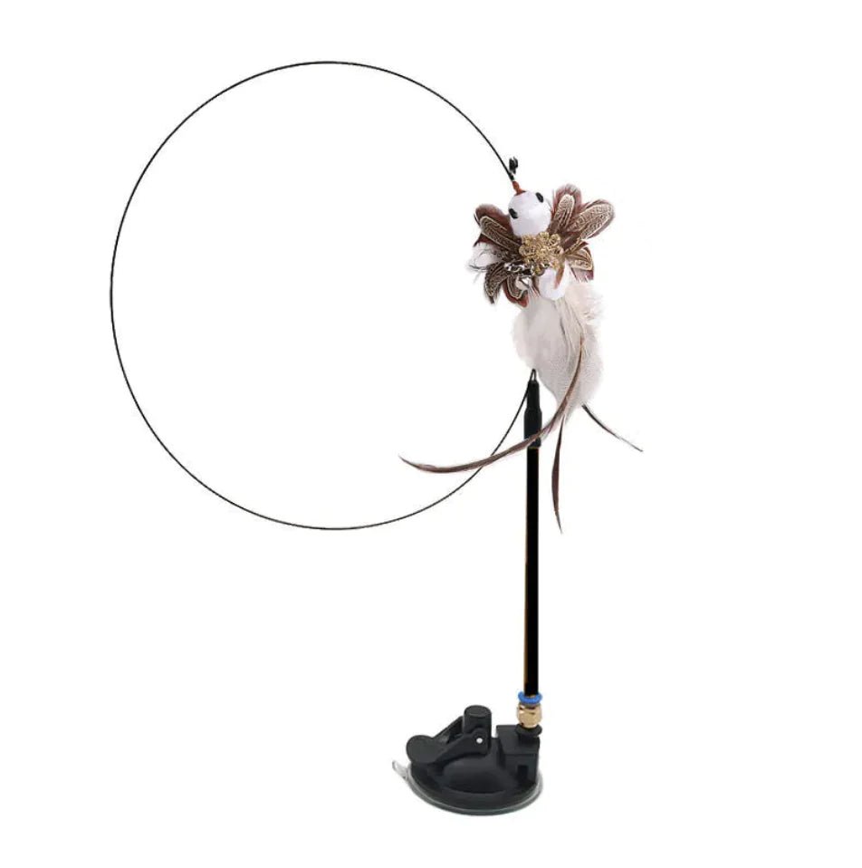 Steel Wire Feather Cat Teaser Wand - Catch Cards
