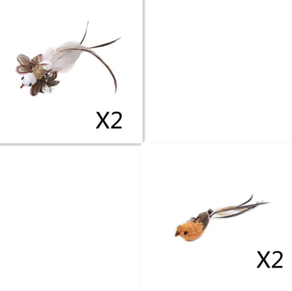 Steel Wire Feather Cat Teaser Wand - Catch Cards