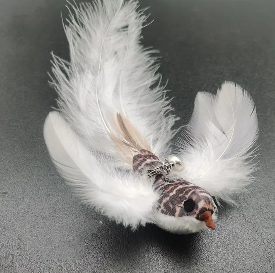 Steel Wire Feather Cat Teaser Wand - Catch Cards