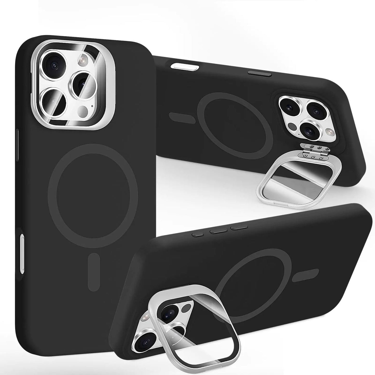 STERKER Designed for iPhone 16 Pro Case with Camera Invisible Stand [Lens Protector] [Compatible with MagSafe] Military Drop Protection Silicone Back Cover 6.3'', Blue - Catch Cards