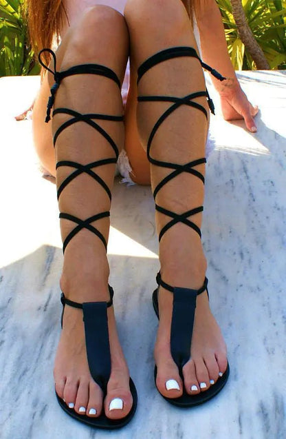 Summer European American Thin Strap Flat Sandals - Catch Cards