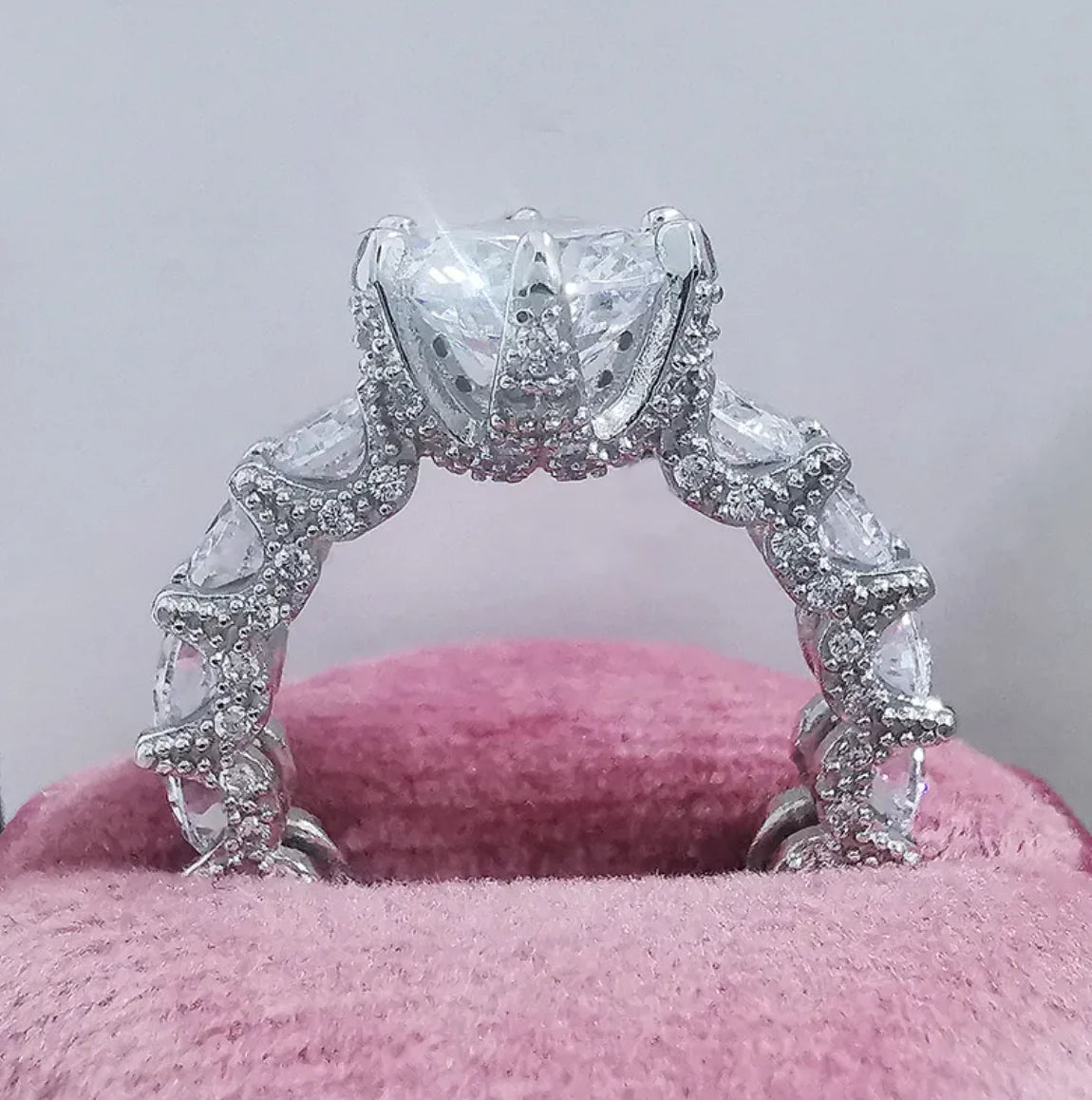 Super Sparkling Full Diamond Engagement Ring for Women - Catch Cards