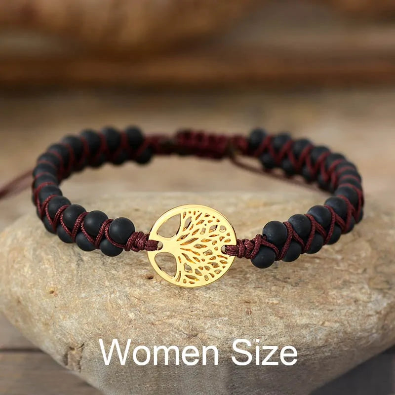 Tree Charm African Jasper Braided Yoga Bracelet WEM Support (www.WEM.support)
