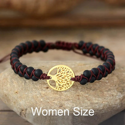 Tree Charm African Jasper Braided Yoga Bracelet WEM Support (www.WEM.support)
