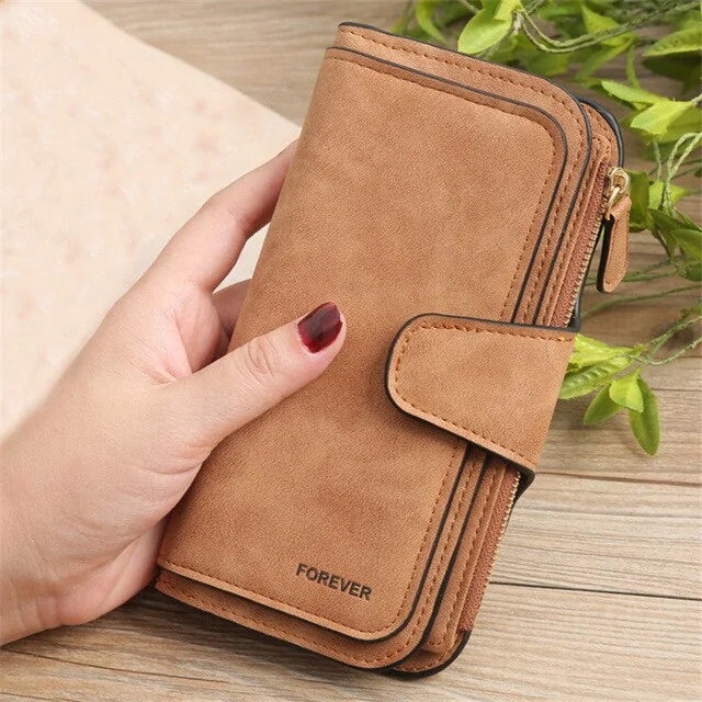 Wallet Brand Coin Purse Scrub Leather Women Wallet Money Phone Bag Female Snap Card Holder Ladies Long Clutch Carteira Feminina WEM Support (www.WEM.support)