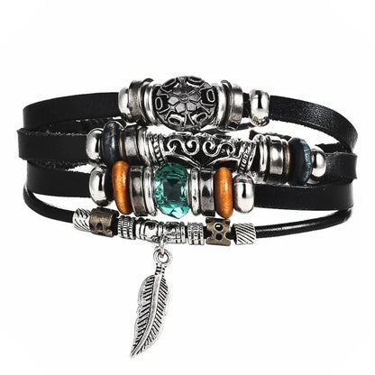 Multilayer Leather Bracelet WEM Support (www.WEM.support)